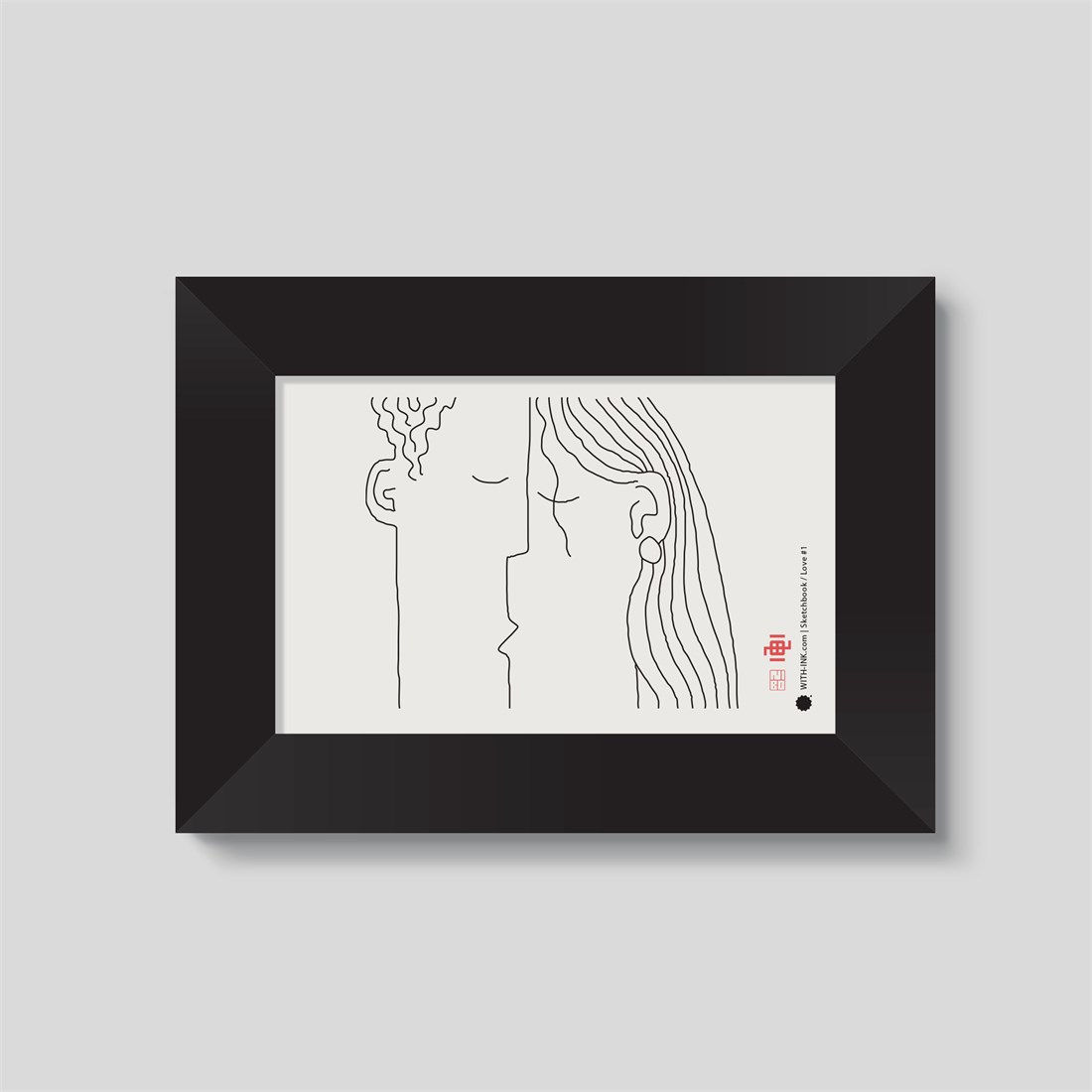Love #1 in black satin frame