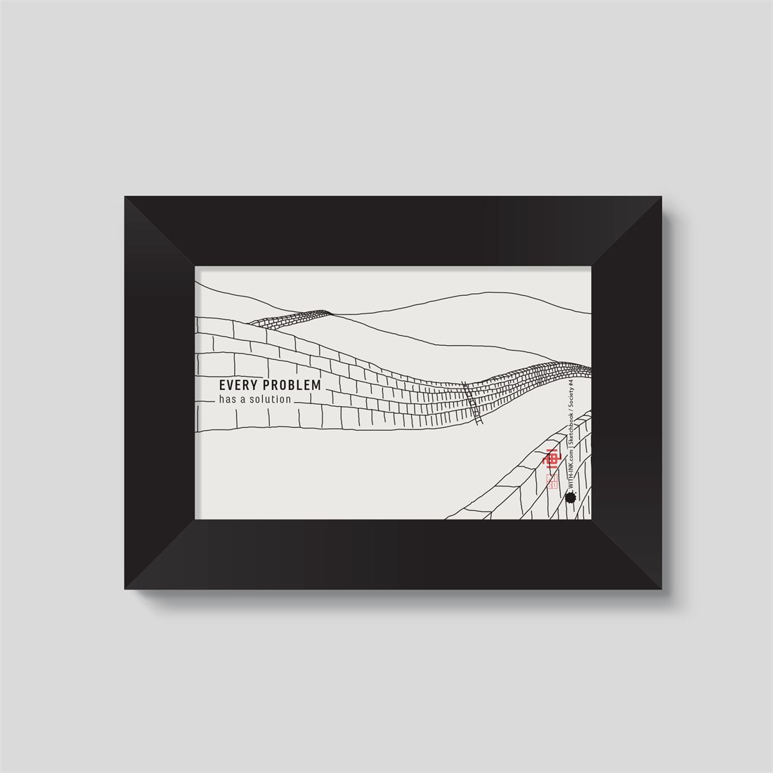 Society #4 in black satin frame