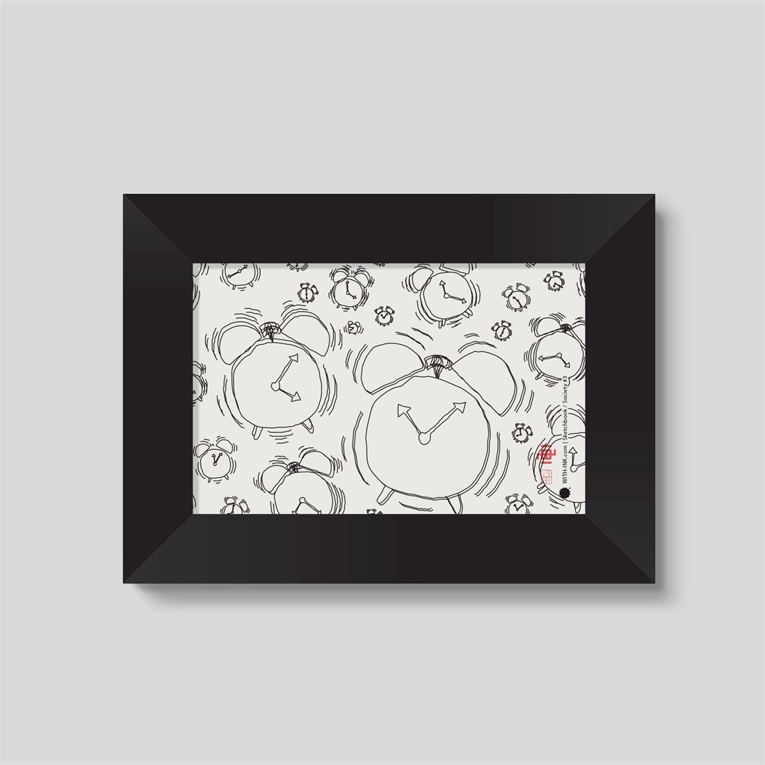 Society #3 in black satin frame