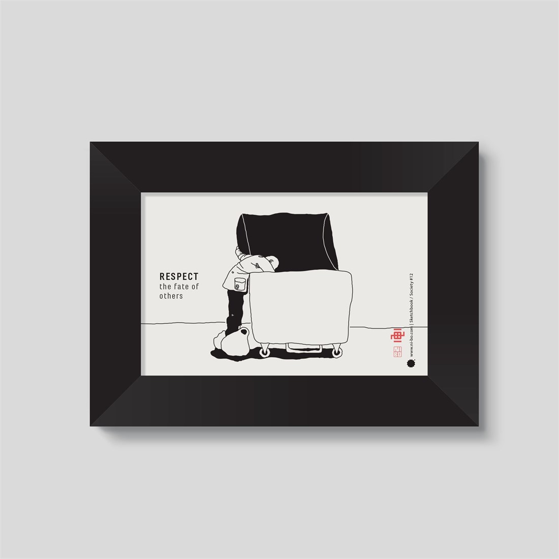 Society #12 in black satin frame