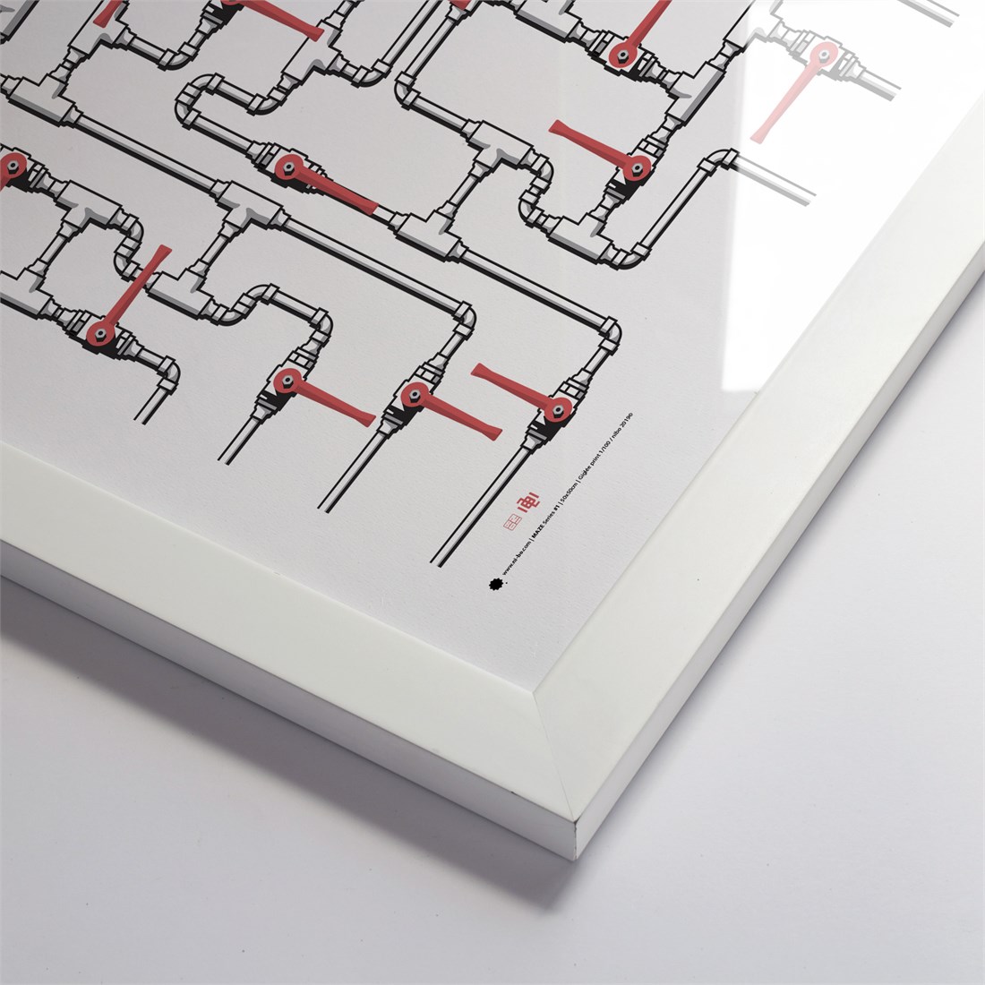 Maze #1 in white satin frame
