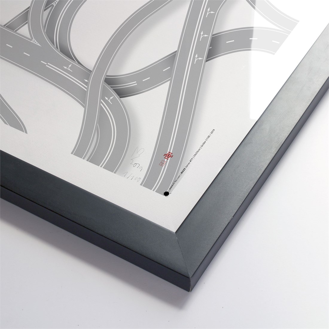 Maze #11 in black satin frame