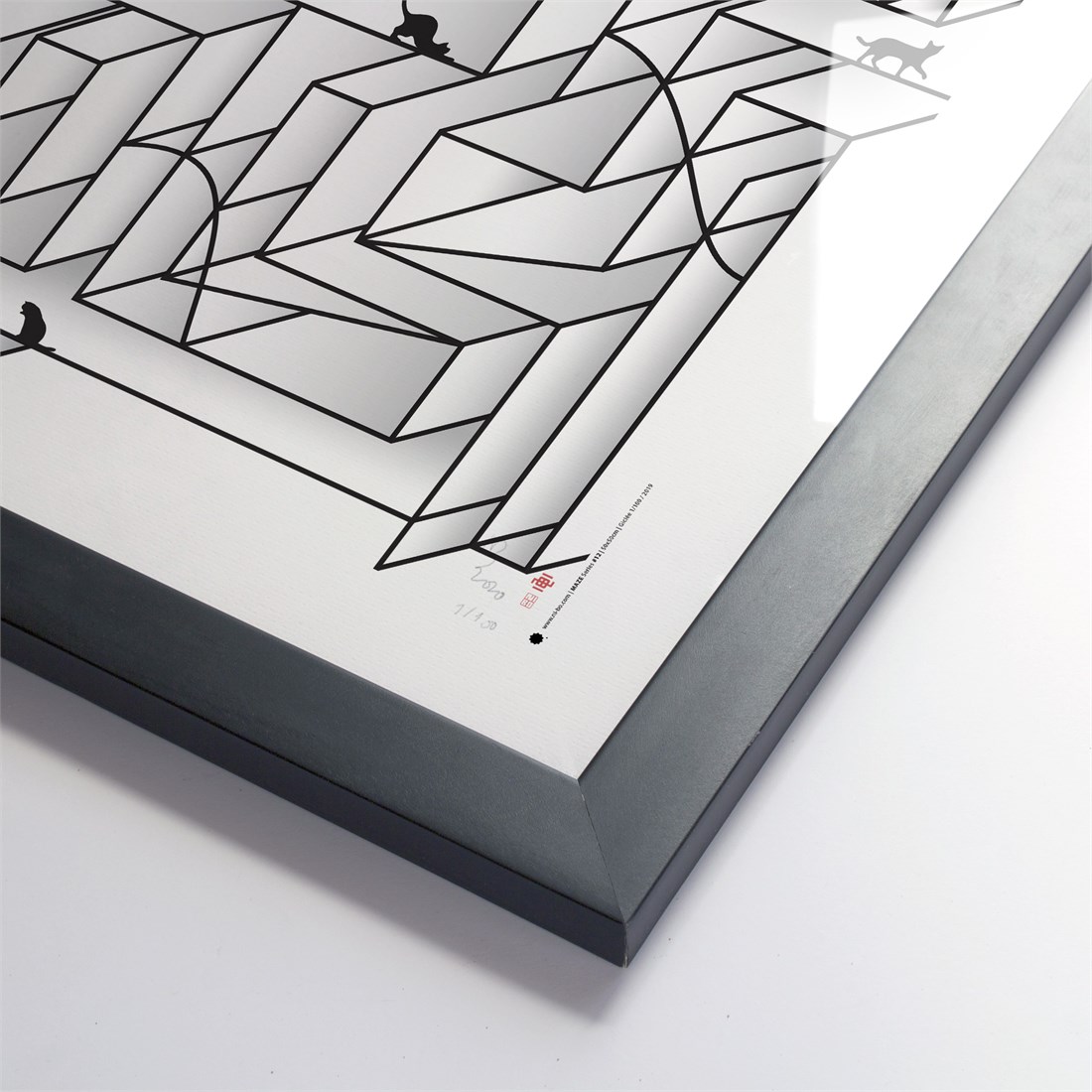 Maze #12 in black satin frame