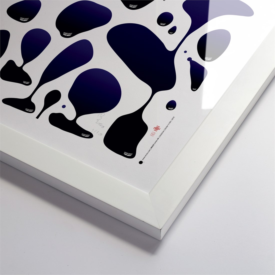 Maze #6 in white satin frame