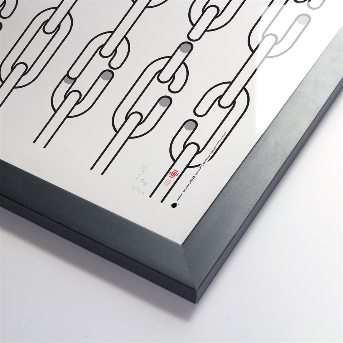 Maze #7 in black satin frame