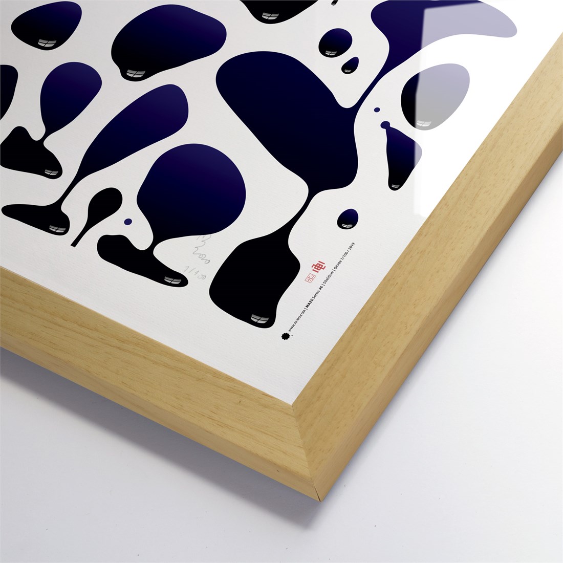 Maze #6 in natural wood satin frame