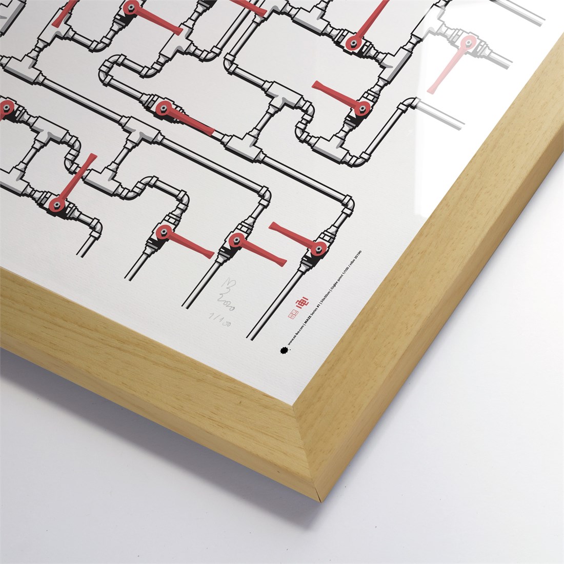 Maze #1 in wooden satin frame