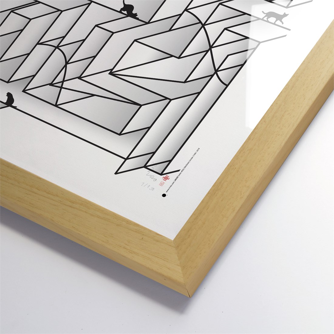 Maze #12 in natural wood satin frame